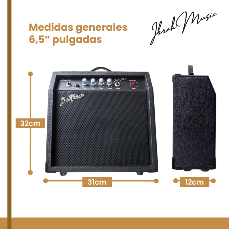 AMPLIFICADOR BAJO ELECTRICO IBRAH MUSIC 20W RPA-20 + BOOST - 2