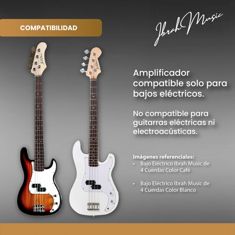 AMPLIFICADOR BAJO ELECTRICO IBRAH MUSIC 20W RPA-20 + BOOST - 5