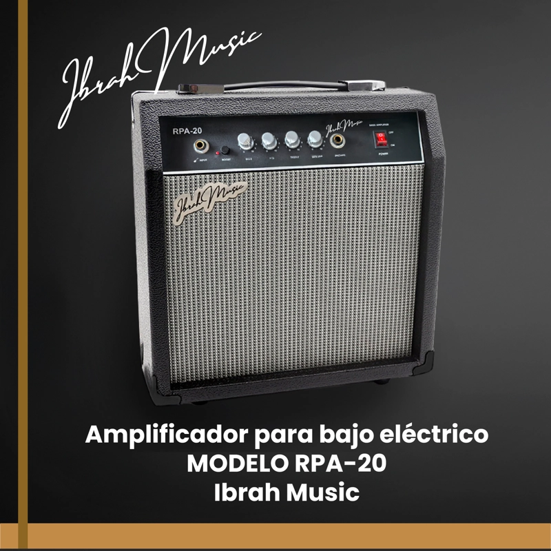 AMPLIFICADOR BAJO ELECTRICO IBRAH MUSIC 20W RPA-20 + BOOST - 8