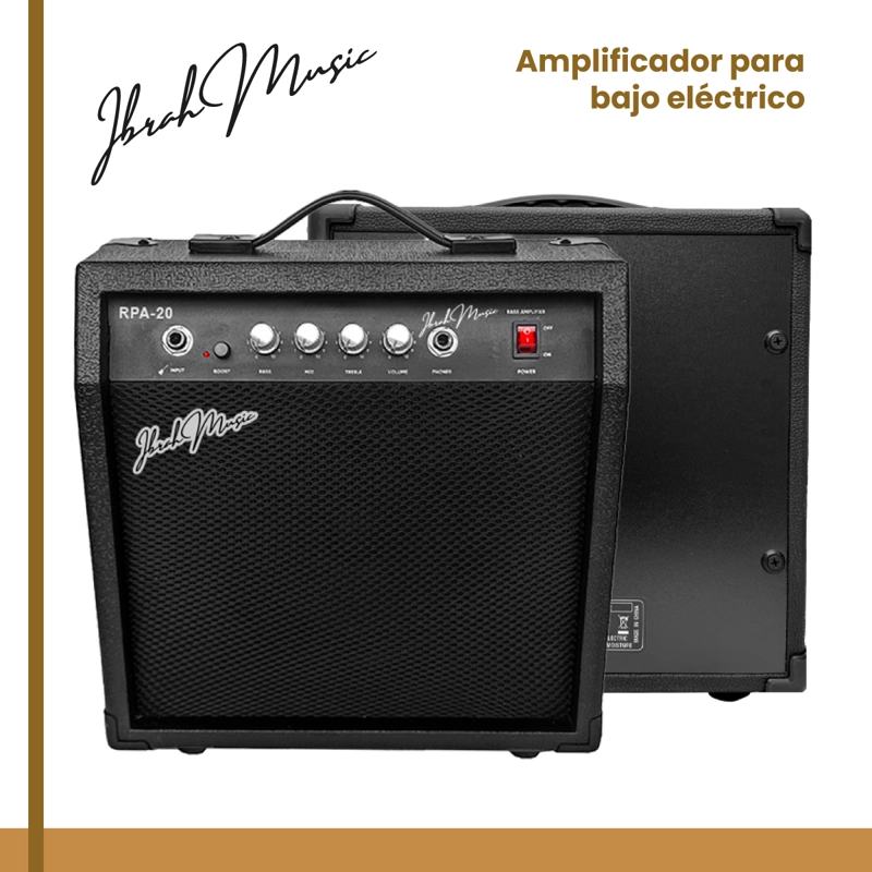 AMPLIFICADOR BAJO ELECTRICO IBRAH MUSIC 20W RPA-20 + BOOST - 9