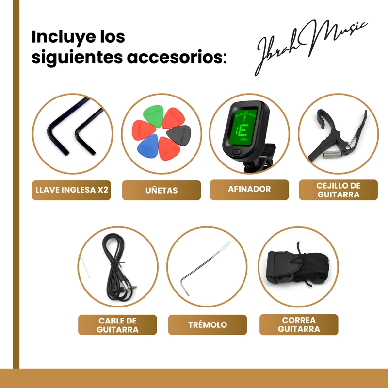 GUITARRA ELECTRICA STRATOCASTER IBRAH + AMPLIF + ACCESORIOS - 4