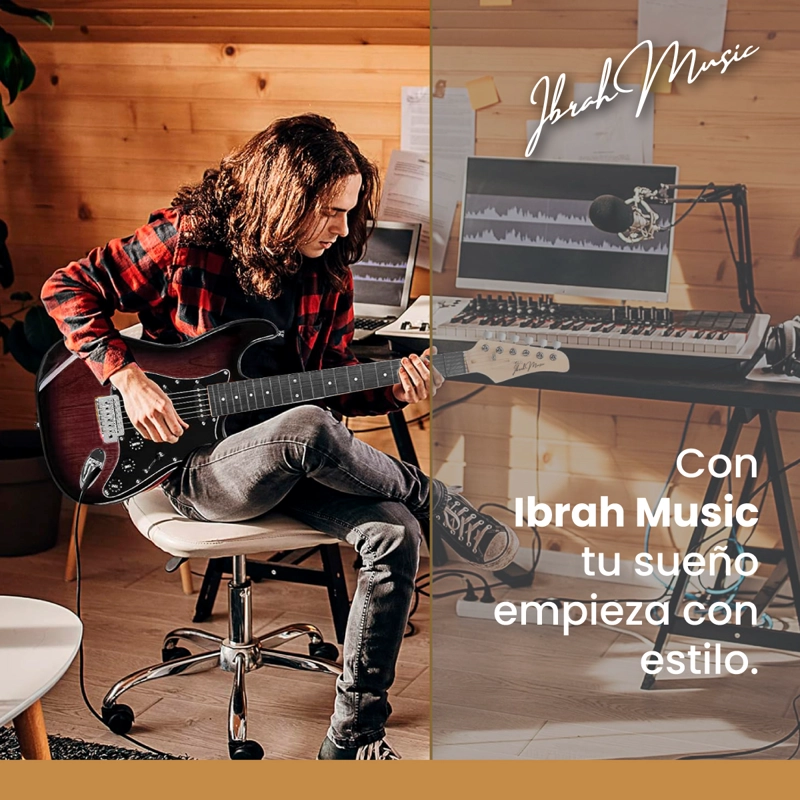 GUITARRA ELECTRICA STRATOCASTER IBRAH + AMPLIF + ACCESORIOS - 8