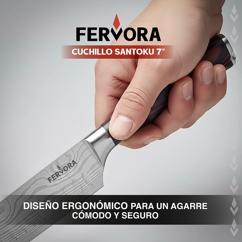 CUCHILLO SANTOKU 18 CM FERVORA PROFESIONAL ACERO 3CR13 JAPON - 4