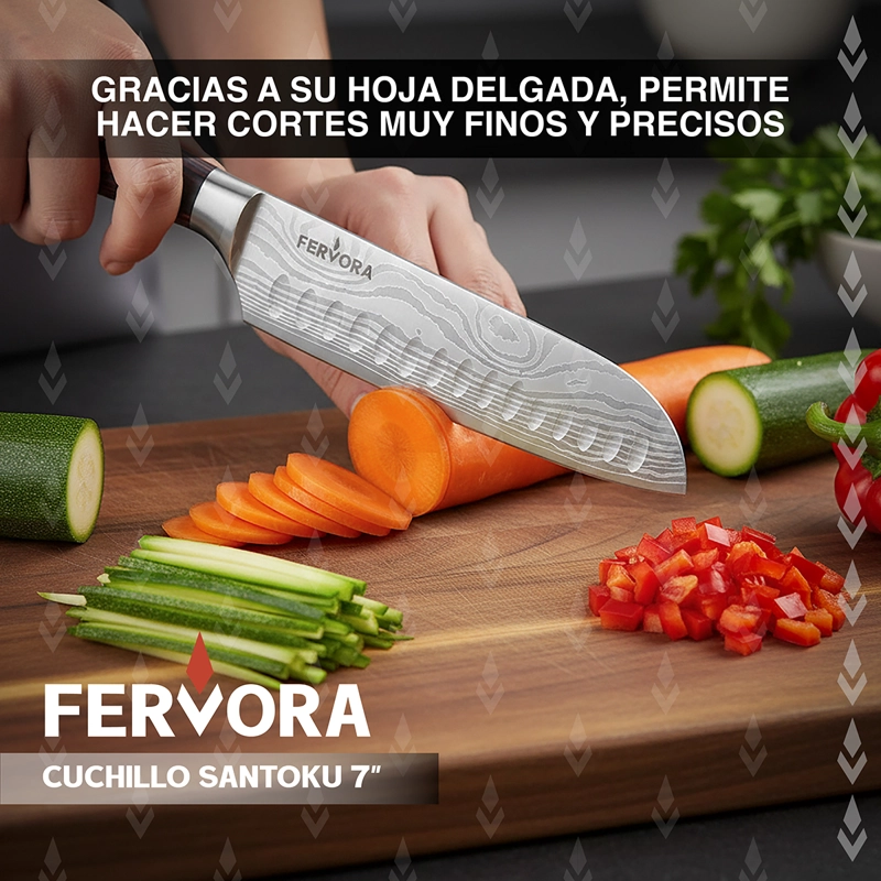 CUCHILLO SANTOKU 18 CM FERVORA PROFESIONAL ACERO 3CR13 JAPON - 5