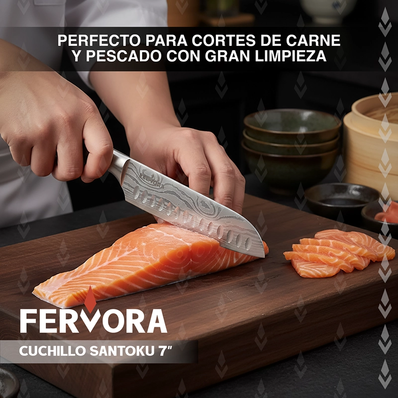 CUCHILLO SANTOKU 18 CM FERVORA PROFESIONAL ACERO 3CR13 JAPON - 6