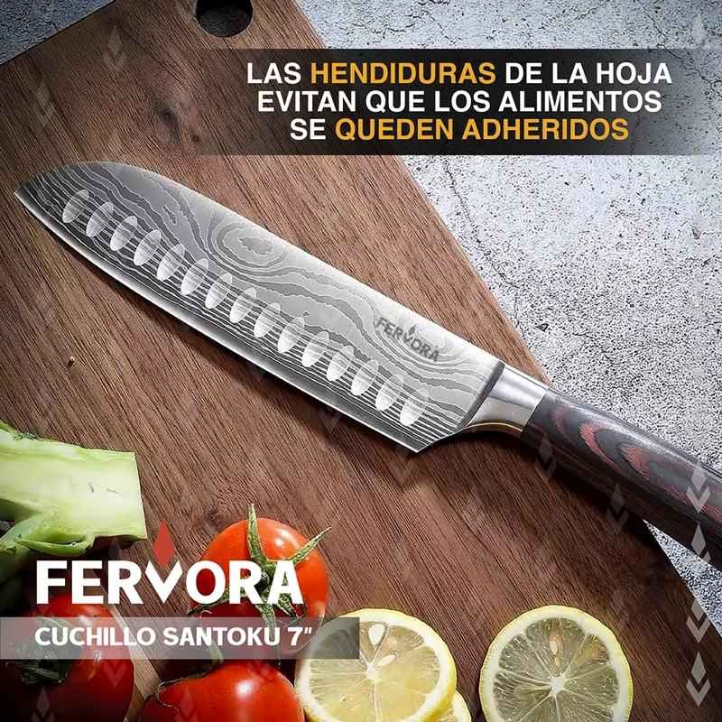 CUCHILLO SANTOKU 18 CM FERVORA PROFESIONAL ACERO 3CR13 JAPON - 7