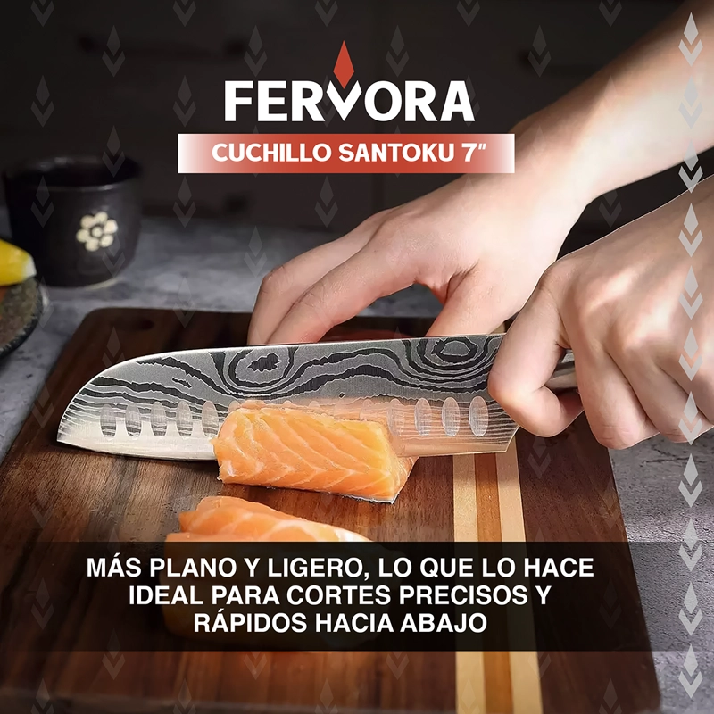 CUCHILLO SANTOKU 18 CM FERVORA PROFESIONAL ACERO 3CR13 JAPON - 8