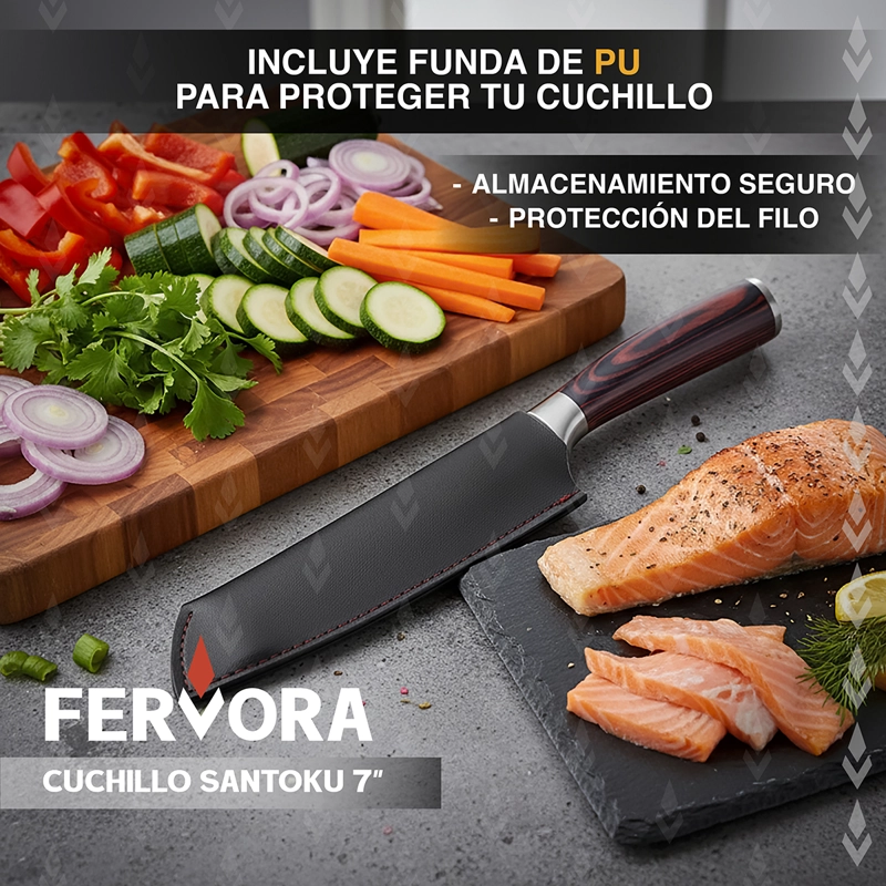 CUCHILLO SANTOKU 18 CM FERVORA PROFESIONAL ACERO 3CR13 JAPON - 9