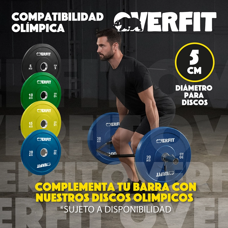 BARRA OLIMPICA HEXAGONAL 23KG OVERFIT ACERO PESO MUERTO - 6