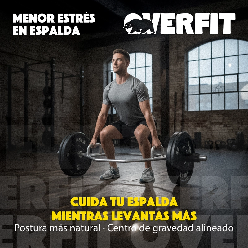 BARRA OLIMPICA HEXAGONAL 23KG OVERFIT ACERO PESO MUERTO - 8