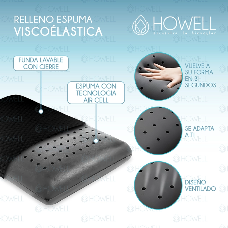 ALMOHADA CERVICAL MEMORY FOAM HOWELL VISCO CARBON AIRCELL - 4