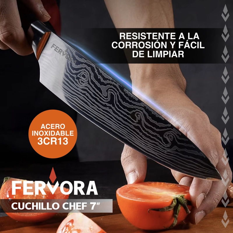 CUCHILLO CHEF 18 CM FERVORA PROFESIONAL ACERO 3CR13 JAPONES - 2
