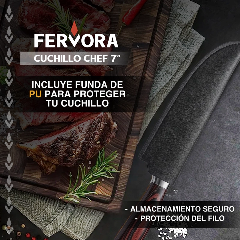 CUCHILLO CHEF 18 CM FERVORA PROFESIONAL ACERO 3CR13 JAPONES - 3