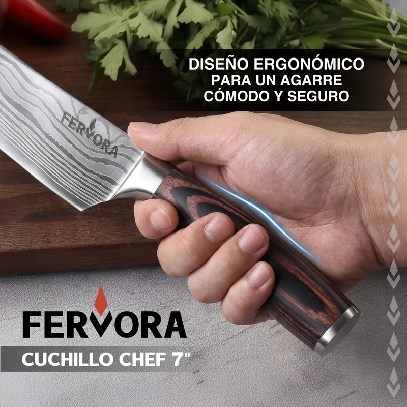CUCHILLO CHEF 18 CM FERVORA PROFESIONAL ACERO 3CR13 JAPONES - 4