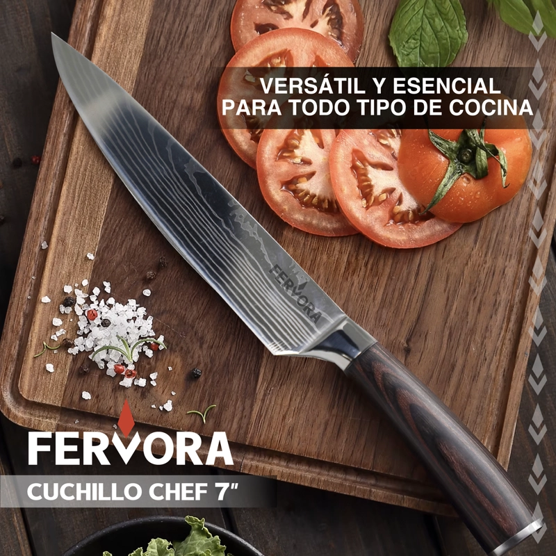 CUCHILLO CHEF 18 CM FERVORA PROFESIONAL ACERO 3CR13 JAPONES - 5