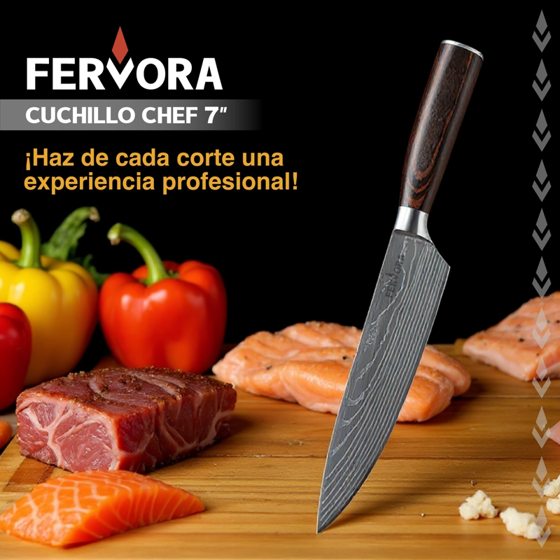 CUCHILLO CHEF 18 CM FERVORA PROFESIONAL ACERO 3CR13 JAPONES - 6