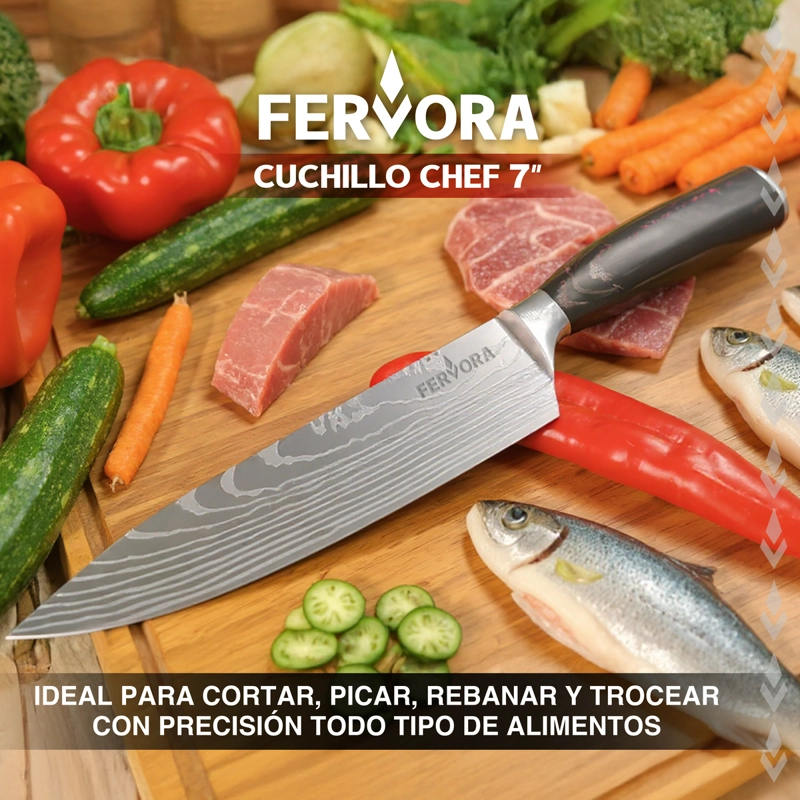 CUCHILLO CHEF 18 CM FERVORA PROFESIONAL ACERO 3CR13 JAPONES - 7