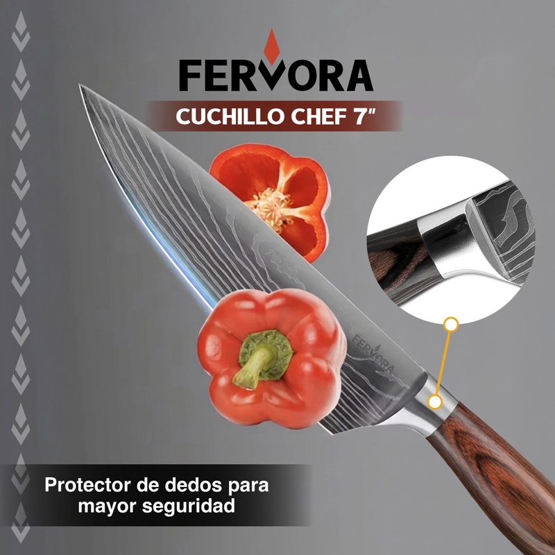 CUCHILLO CHEF 18 CM FERVORA PROFESIONAL ACERO 3CR13 JAPONES - 8