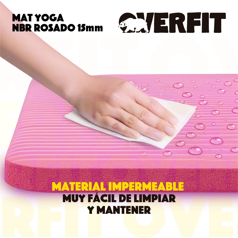 MAT YOGA NBR OVERFIT 189X61CM 15MM ROSADO ANTIDESLIZANTE - 4