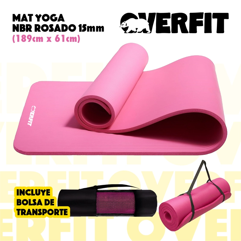 MAT YOGA NBR OVERFIT 189X61CM 15MM ROSADO ANTIDESLIZANTE - 6