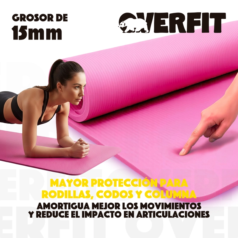 MAT YOGA NBR OVERFIT 189X61CM 15MM ROSADO ANTIDESLIZANTE - 7