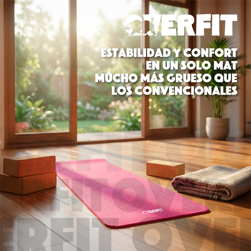 MAT YOGA NBR OVERFIT 189X61CM 15MM ROSADO ANTIDESLIZANTE - 9