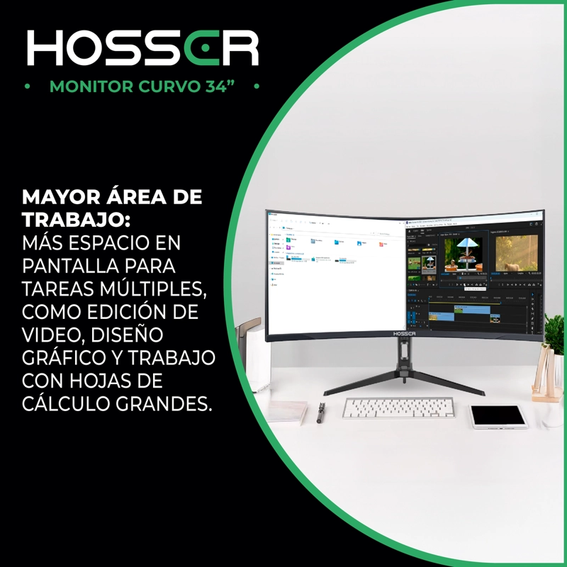 MONITOR PC GAMER CURVO 34' ULTRAWIDE HOSSER 165HZ GAMING 1MS - 6