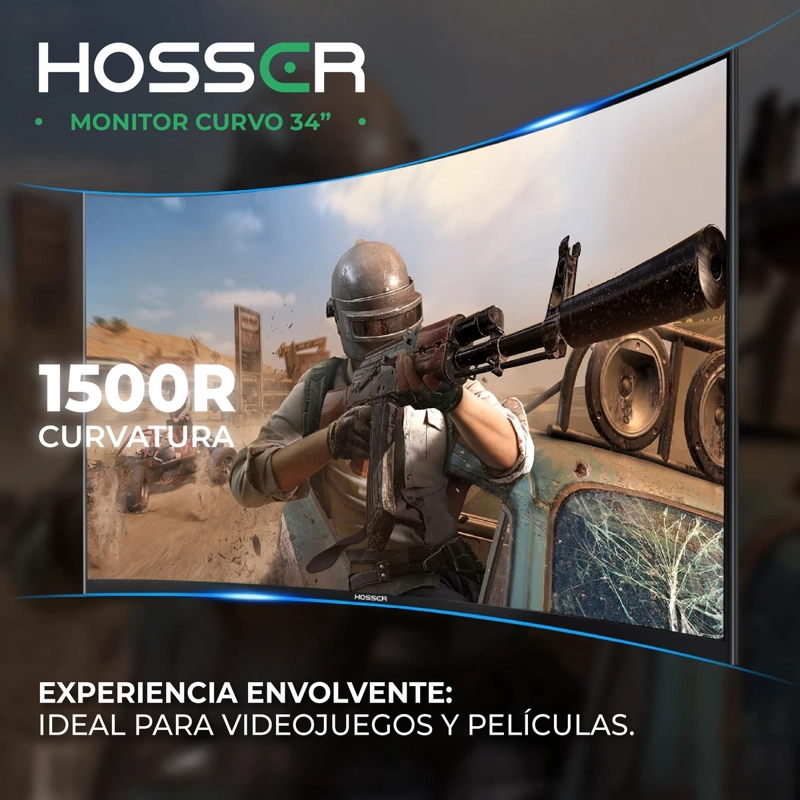 MONITOR PC GAMER CURVO 34' ULTRAWIDE HOSSER 165HZ GAMING 1MS - 7