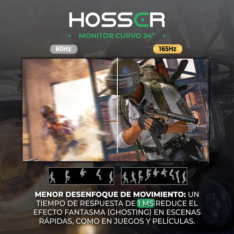 MONITOR PC GAMER CURVO 34' ULTRAWIDE HOSSER 165HZ GAMING 1MS - 8