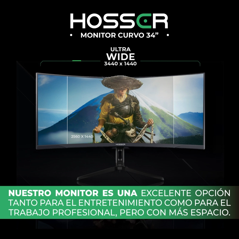 MONITOR PC GAMER CURVO 34' ULTRAWIDE HOSSER 165HZ GAMING 1MS - 9