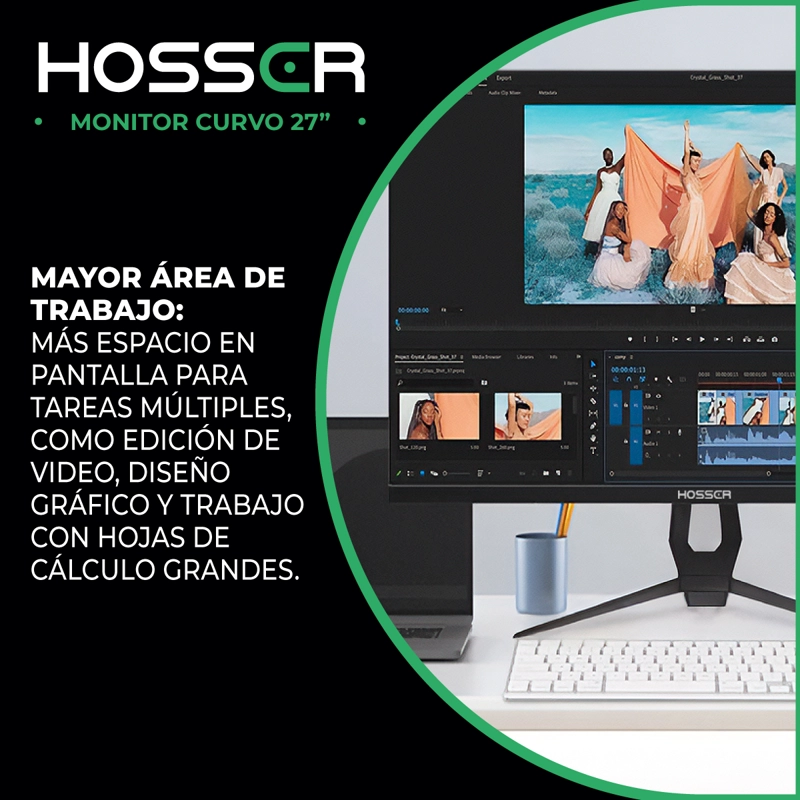 MONITOR GAMER CURVO 27' HOSSER FHD 165HZ GAMING FREESYNC 1MS - 5