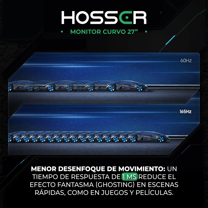 MONITOR GAMER CURVO 27' HOSSER FHD 165HZ GAMING FREESYNC 1MS - 6