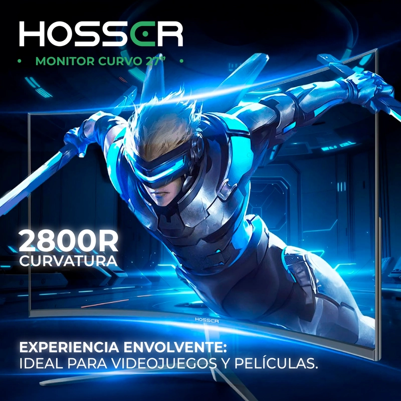 MONITOR GAMER CURVO 27' HOSSER FHD 165HZ GAMING FREESYNC 1MS - 8