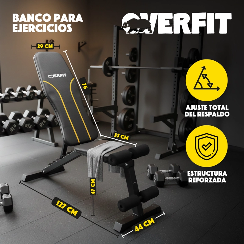 BANCO RECLINABLE GYM MULTIFUNCIONAL OVERFIT PRESS AJUSTABLE - 2