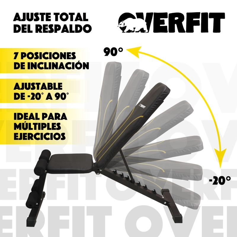 BANCO RECLINABLE GYM MULTIFUNCIONAL OVERFIT PRESS AJUSTABLE - 3