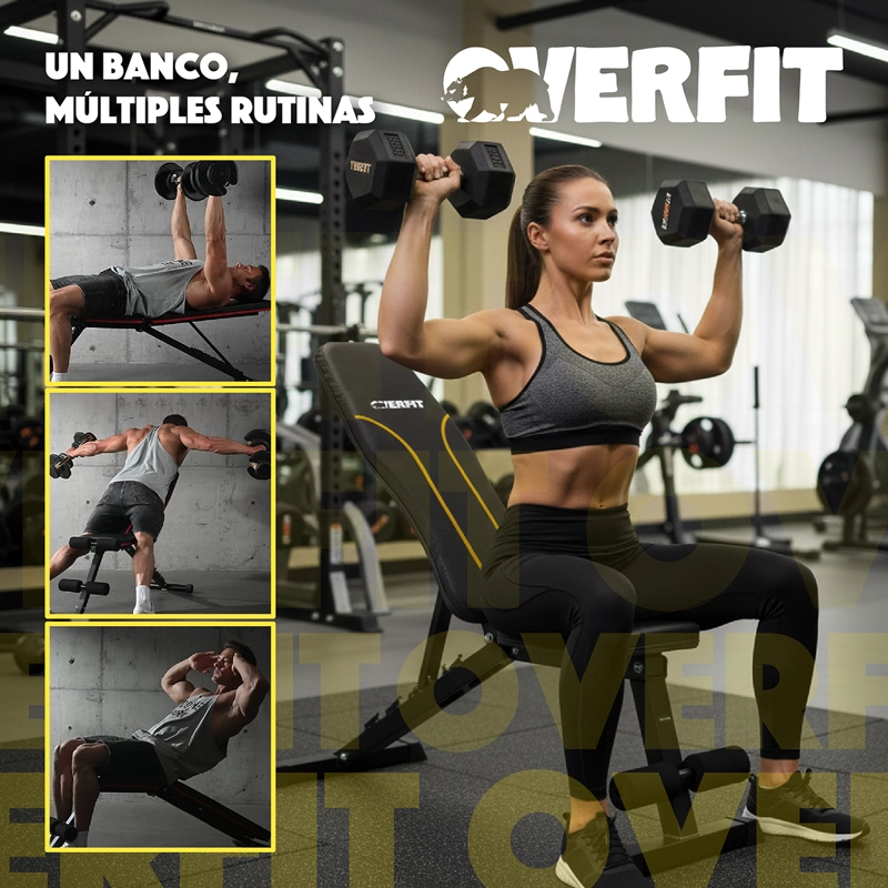 BANCO RECLINABLE GYM MULTIFUNCIONAL OVERFIT PRESS AJUSTABLE - 4