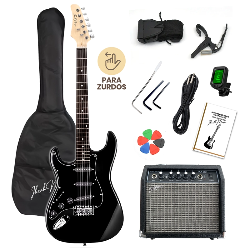 GUITARRA ELECTRICA STRATO ZURDOS IBRAH AMPLIFICADOR + ACC - 1