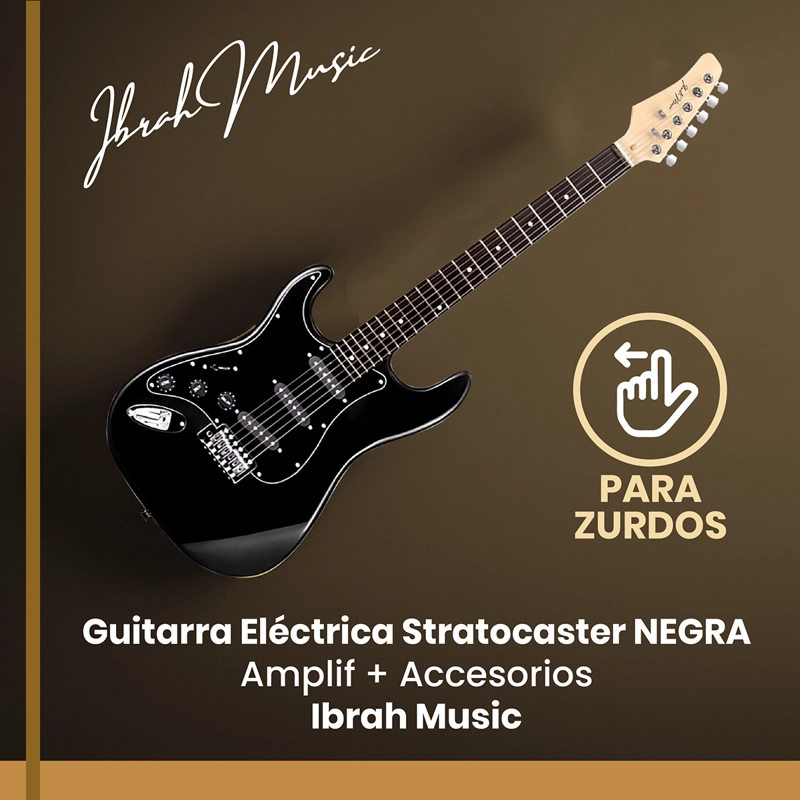 GUITARRA ELECTRICA STRATO ZURDOS IBRAH AMPLIFICADOR + ACC - 6