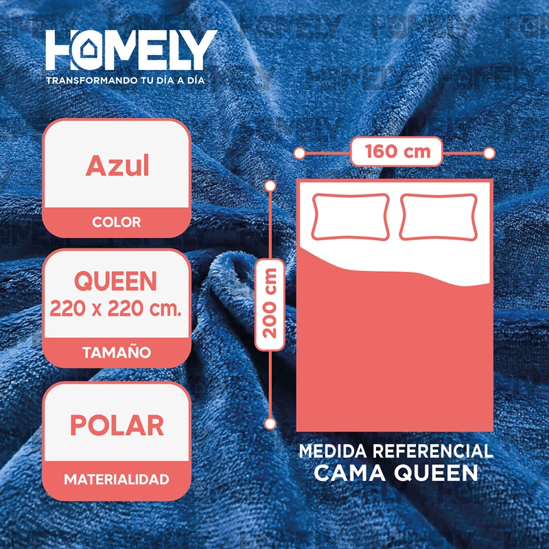 FRAZADA POLAR TERMICA QUEEN HOMELY MANTA 220X220CM 300GSM - 2