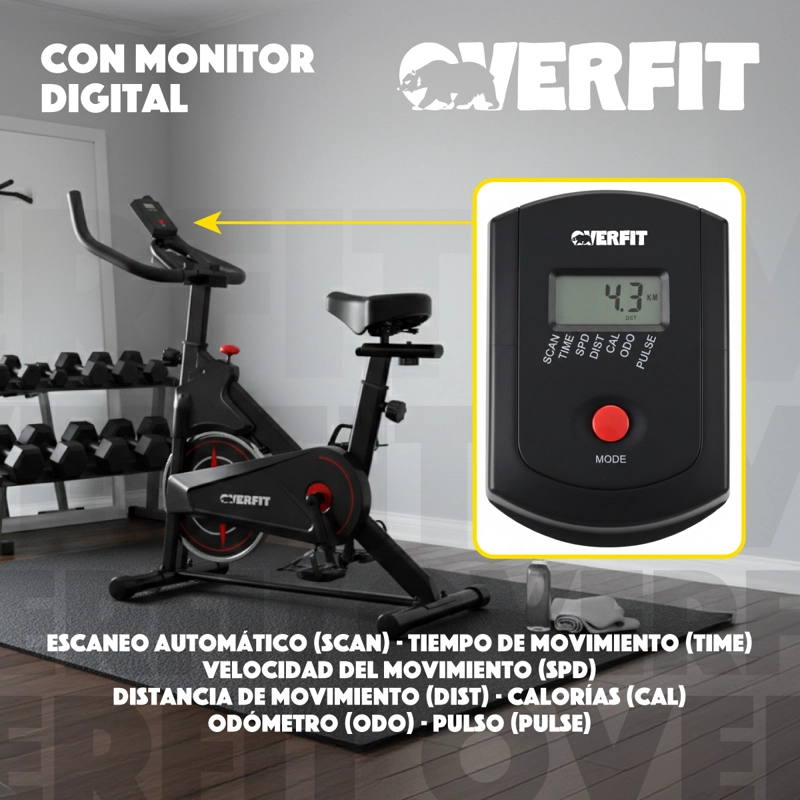BICICLETA DE SPINNING PRO OVERFIT ESTATICA FITNESS GYM 4 KG - 5