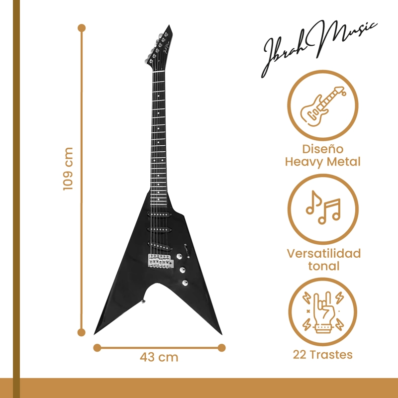 GUITARRA ELECTRICA FLYING V 39' IBRAH MUSIC AMPLIFICADOR 20W - 2