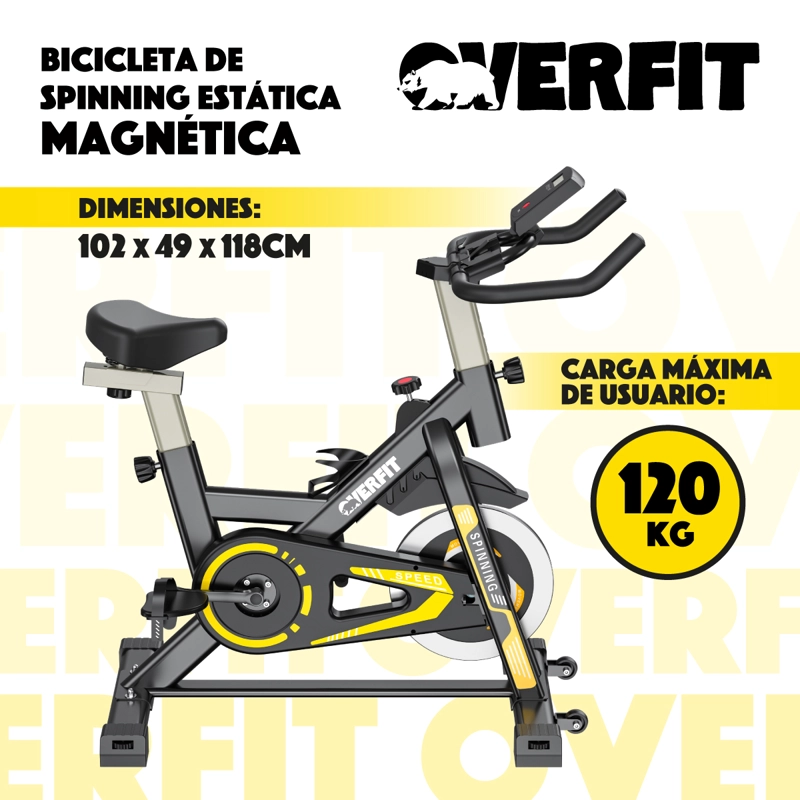 BICICLETA SPINNING MAGNETICA PRO OVERFIT ESTATICA GYM 6KG - 2