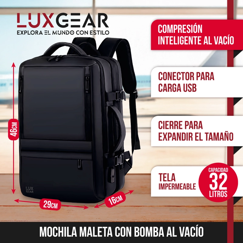 MOCHILA DE VIAJE CON BOMBA AL VACIO 900D LUXGEAR 22 LITROS - 2