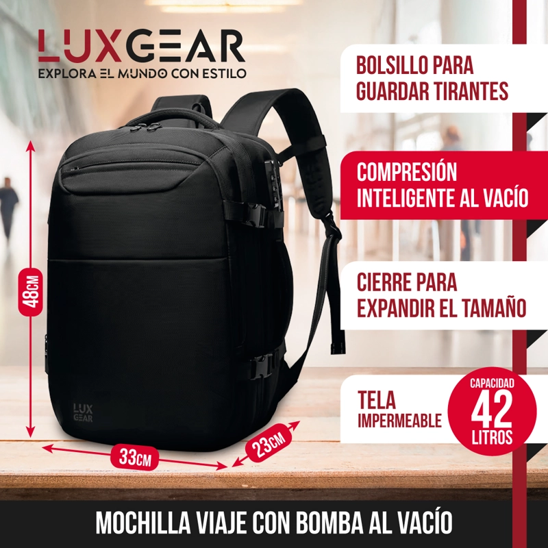 MOCHILA DE VIAJE CON BOMBA AL VACIO LUXGEAR 900D 42 LITROS - 2