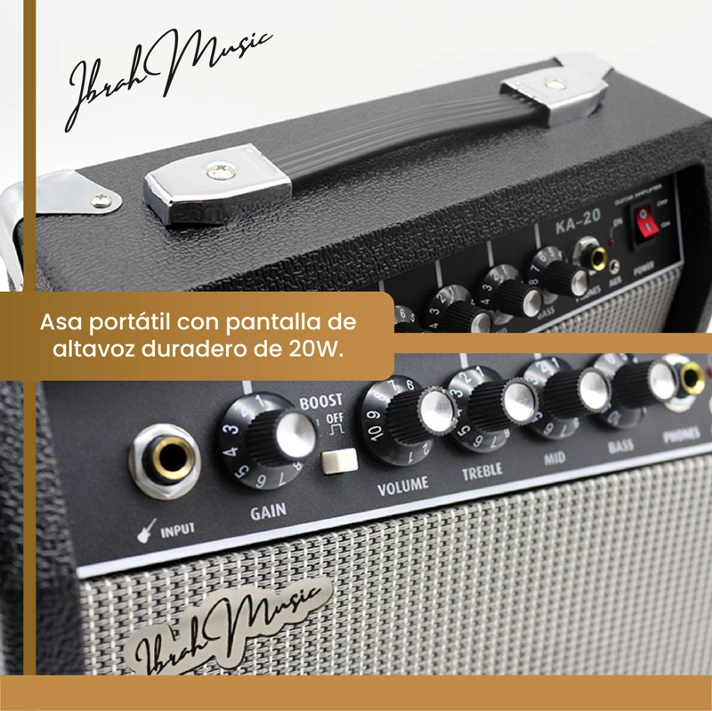 AMPLIFICADOR GUITARRA ELECTRICA Y ELECTROACUSTICA IBRAH KA-20W - 2