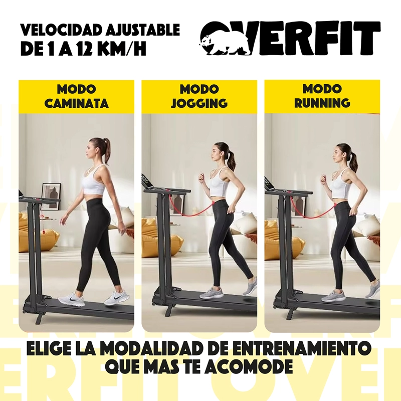 TROTADORA 2 HP OVERFIT CAMINADORA ELECTRICA PLEGABLE 12 KM/H - 8