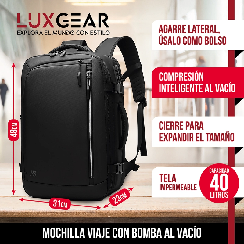 MOCHILA DE VIAJE CON BOMBA AL VACIO 900D LUXGEAR 40 LITROS - 2