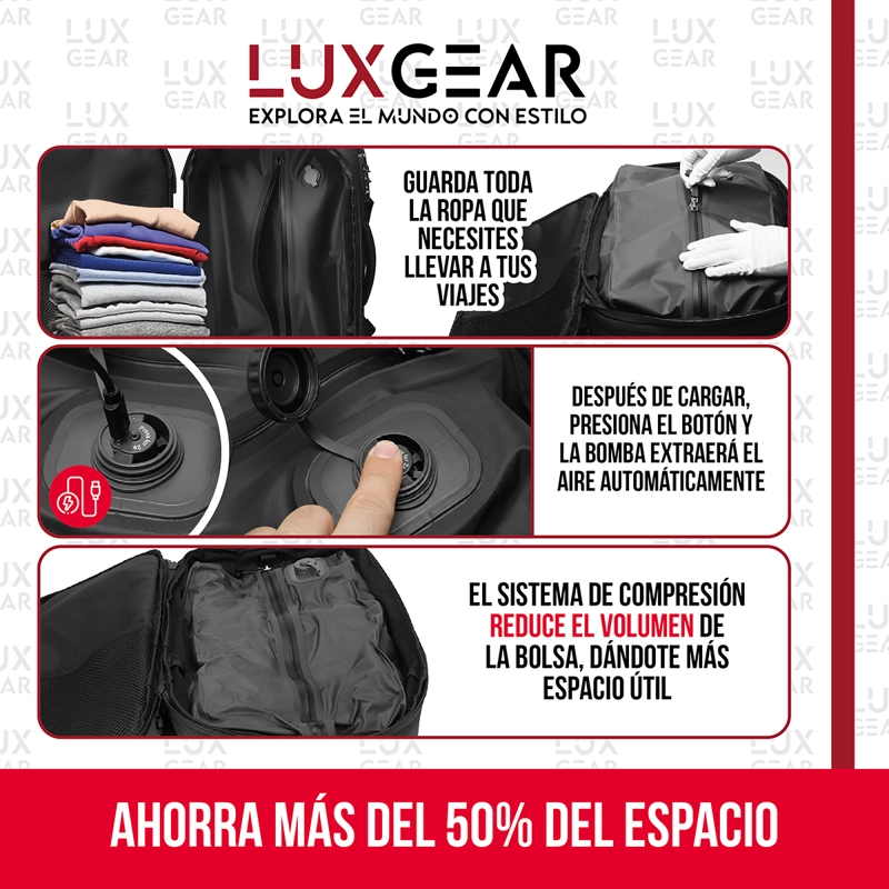 MOCHILA DE VIAJE CON BOMBA AL VACIO 900D LUXGEAR 40 LITROS - 4