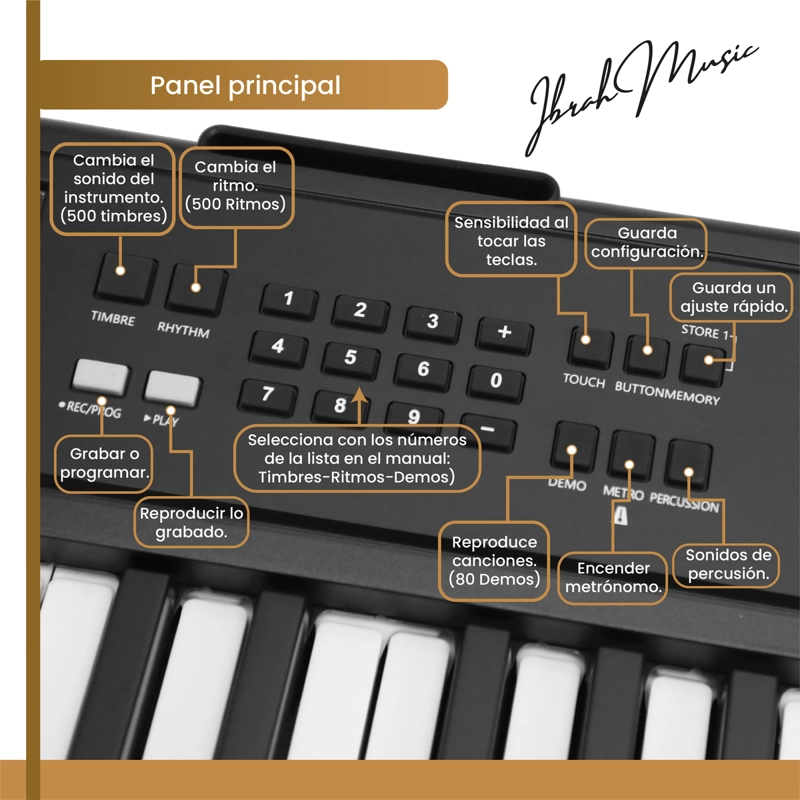 TECLADO MUSICAL 61 TECLAS IBRAH MUSIC PIANO CON MIDI SUSTAIN - 6