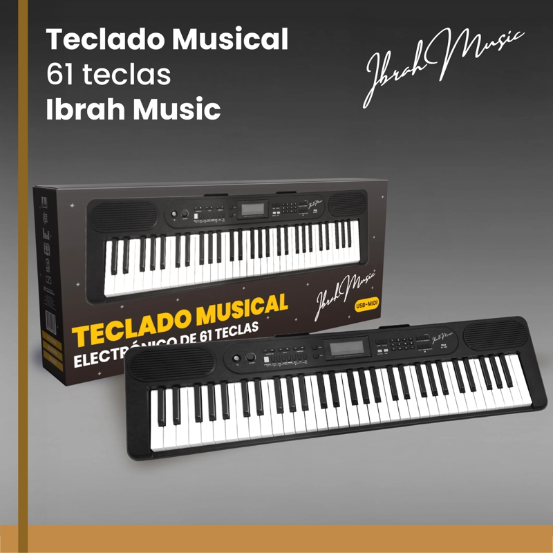 TECLADO MUSICAL 61 TECLAS IBRAH MUSIC PIANO CON MIDI SUSTAIN - 9
